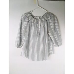 BDG Shirt Women's Size Small Blue Gray Striped Round Neck Henley Half Sleeve